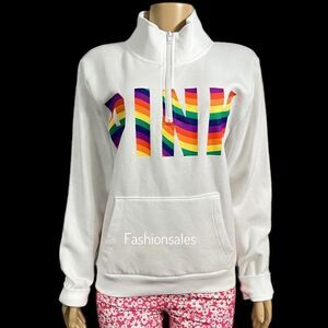 Victorias Secret Pink Everyday Lounge Quartet Zip Sweatshirt Rainbow pullover XL
